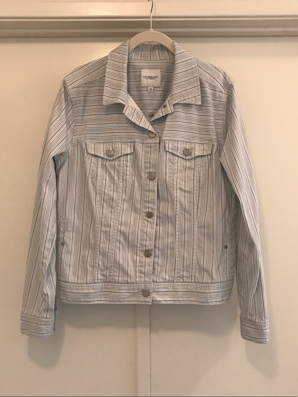 Liverpool Striped Light Blue and White Denim Jacket